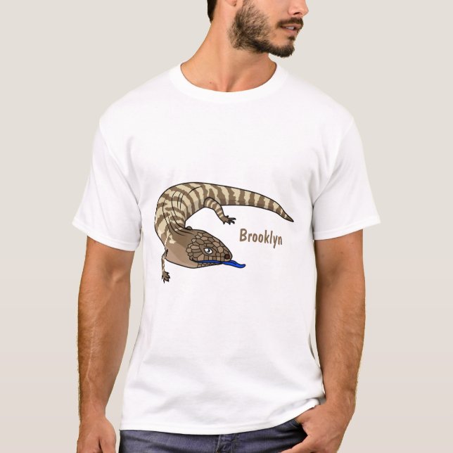 Blauzungenreptilierer Cartoon T-Shirt (Vorderseite)