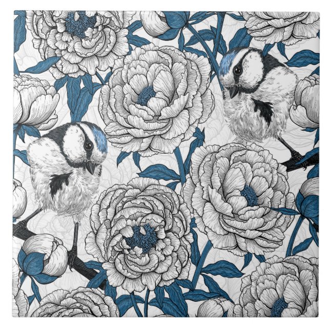 Blauzungenvögel Fliese (Vorderseite)