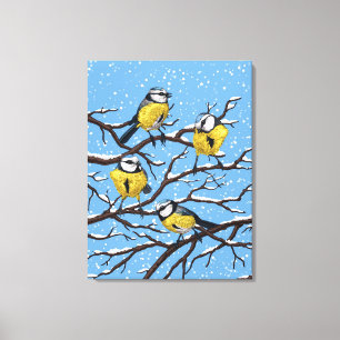 Blauzungenvögel im Winter Leinwanddruck