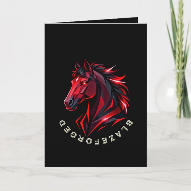 BlazeForge Roter Pferd Grußkarte Karte (Vorderseite)