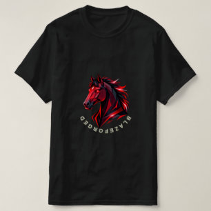 Blazeforge   Rotes geometrisches Pferd T-Shirt