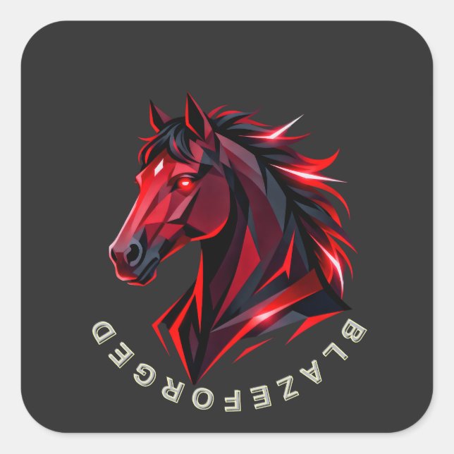 BlazeForge Rotes Pferd Sticker (Vorderseite)