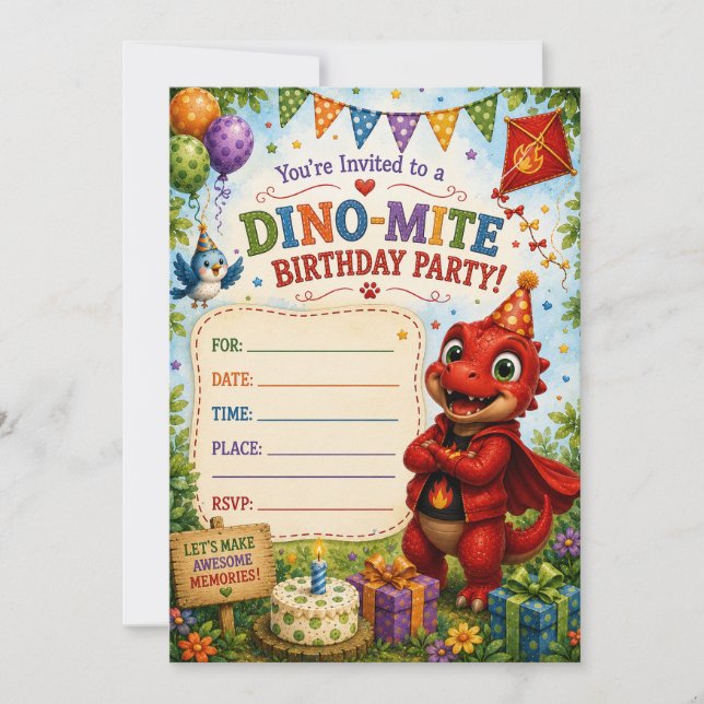 Blazes Dino-Mite Freunde Geburtstag Einladung (Vorderseite)