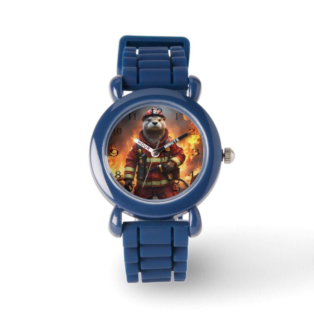 **"Blazing Brawn: The Otter Firefighter"*** Armbanduhr (Vorderseite)