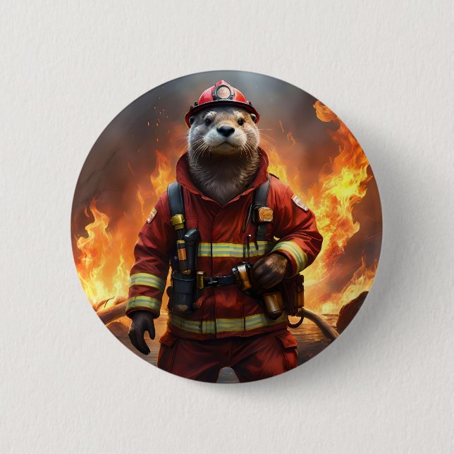 **"Blazing Brawn: The Otter Firefighter"*** Button (Vorderseite)