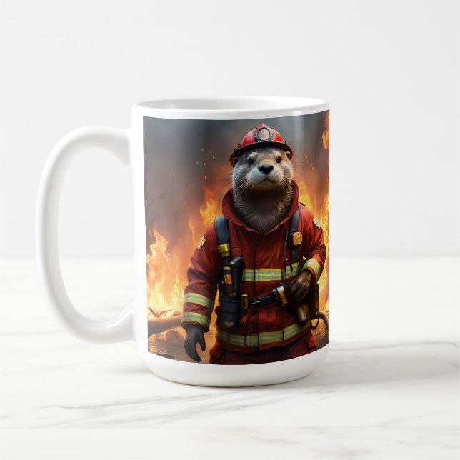 **"Blazing Brawn: The Otter Firefighter"*** Kaffeetasse (Links)