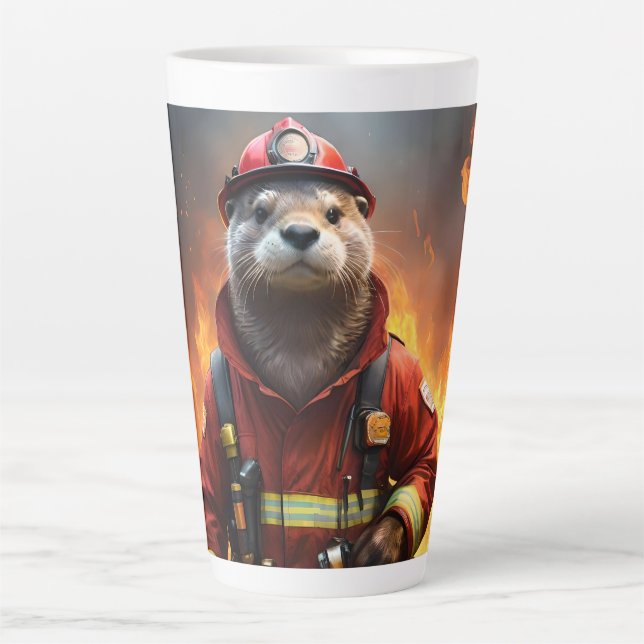 **"Blazing Brawn: The Otter Firefighter"*** Milchtasse (Vorderseite)