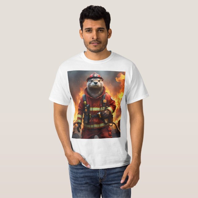 **"Blazing Brawn: The Otter Firefighter"*** T-Shirt (Vorne ganz)