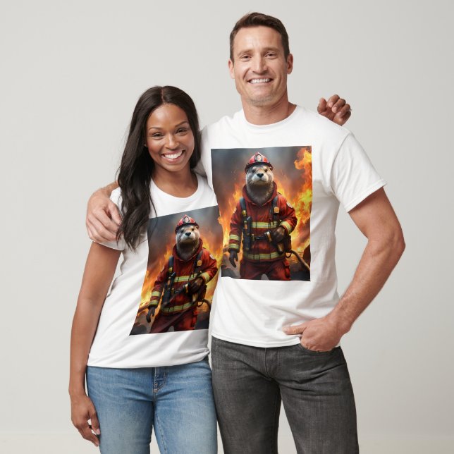 **"Blazing Brawn: The Otter Firefighter"*** T-Shirt (Unisex)