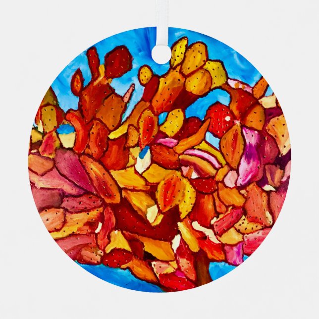 Blazing Cactus Metal Ornament Aus Metall (Vorderseite)