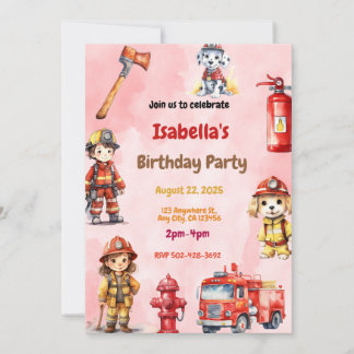 Blazing Fun: Fire Truck Birthday Party Einladung