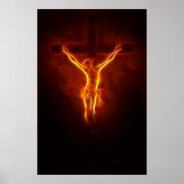 Blazing Jesus Crucifixe Poster