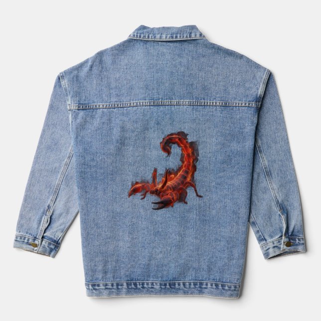 Blazing Scorpion Mythical Creature Fantasy Art Jeansjacke (Rückseite)