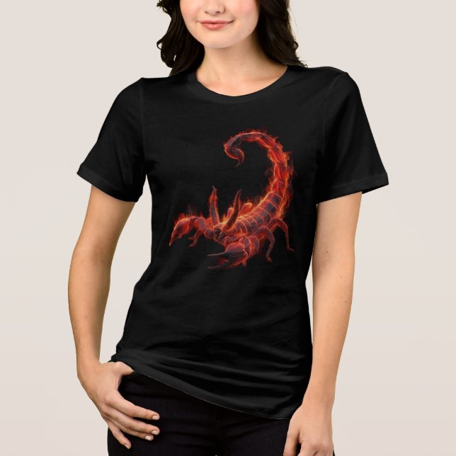 Blazing Scorpion Mythical Creature Fantasy Art Tri-Blend Shirt (Vorderseite)