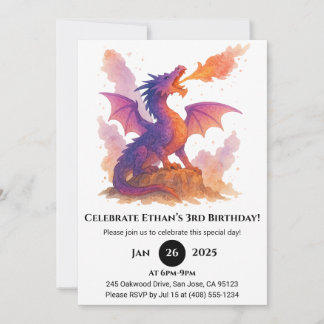 Blazing Sunset Dragon Birthday Einladung