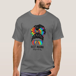 Bleach Best Mama Ever Gefärbte Krawatte Messy Bun T-Shirt