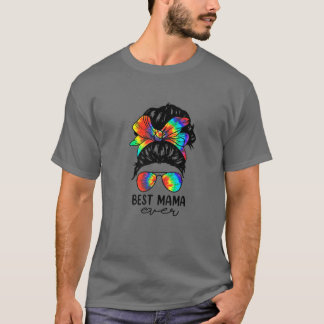 Bleach Best Mama Ever Gefärbte Krawatte Messy Bun T-Shirt