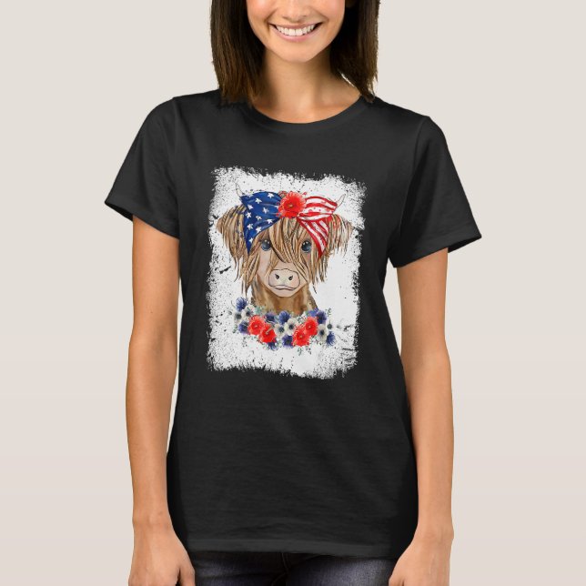 Bleached 4th Of July Long Haired Calf USA Patrioti T-Shirt (Vorderseite)