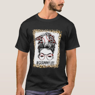 Bleached Ball Grammy Messy Bun Game Day Mthers Da T-Shirt