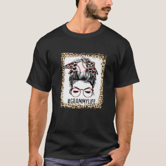 Bleached Ball Grammy Messy Bun Game Day Mthers Da T-Shirt