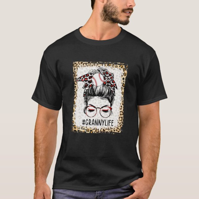 Bleached Ball Granny Messy Bun Game Day Mthers Da T-Shirt (Vorderseite)