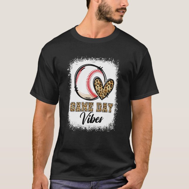 Bleached Baseball Game Day Vibes Baseball Mom Game T-Shirt (Vorderseite)