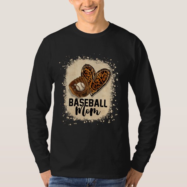 Bleached Baseball Mom Leopard Game Day Vibes Mothe T-Shirt (Vorderseite)