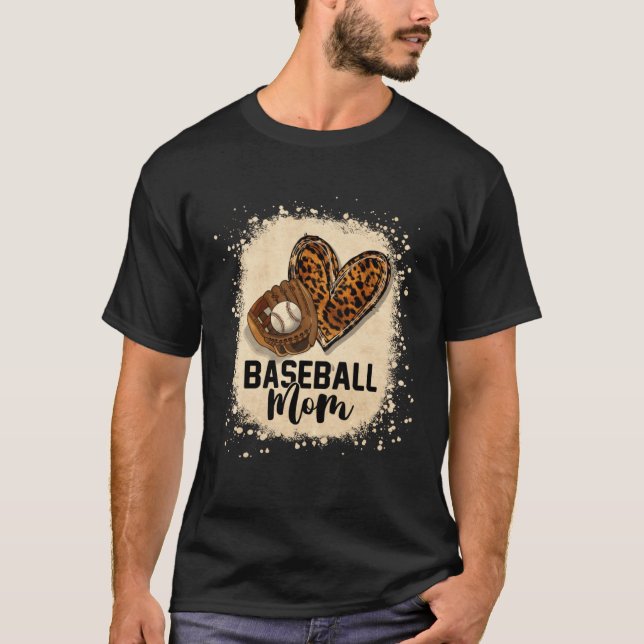 Bleached Baseball Mom Leopard Game Day Vibes Mothe T-Shirt (Vorderseite)