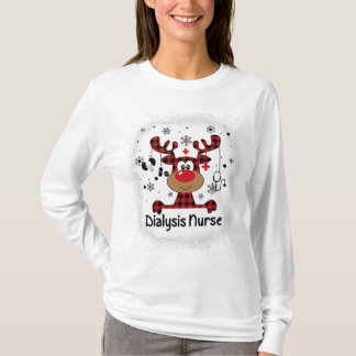 Bleached Dialysis Nurse Life Reindeer Christmas  T-Shirt