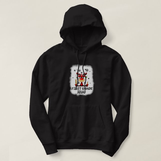 Bleached First Grade Squad Reindeer Funny Teacher  Hoodie (Design vorne)