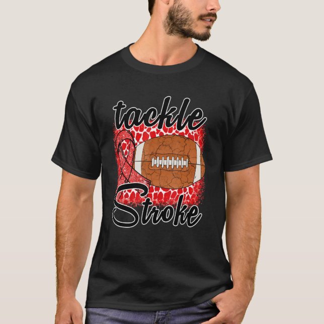 Bleached Football Tackle Stroke Retro Awareness Re T-Shirt (Vorderseite)