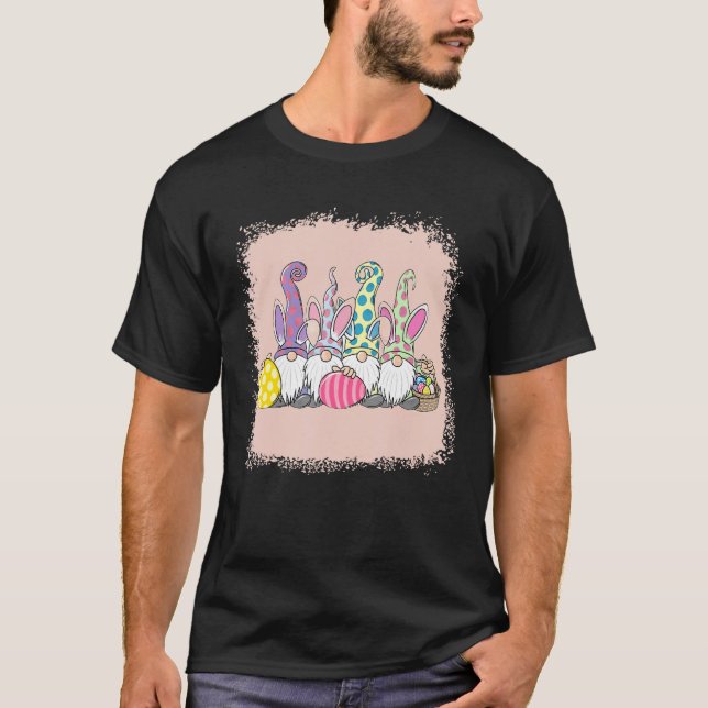 Bleached Gnome Bunnies Egg Jagdkorb Happy Ea T-Shirt (Vorderseite)