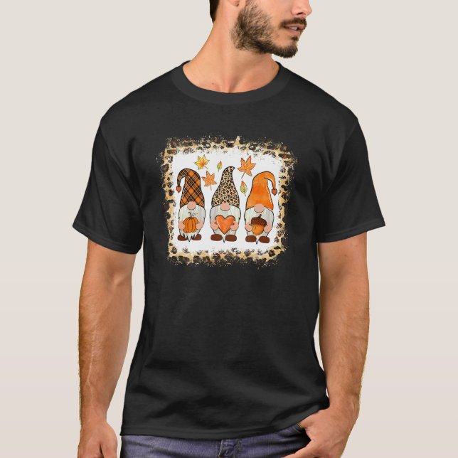 Bleached Happy Fall Y'all Gnome Pumpkin Autumn Tha T-Shirt (Vorderseite)