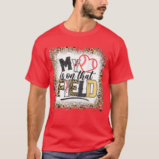 Bleached Leopard Baseball Mom My Heart is on That T-Shirt