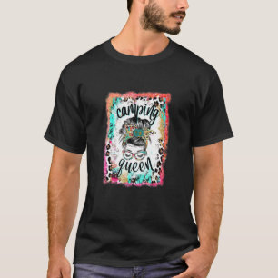 Bleached Leopard Messy Bun Camping Queen Funny Cam T-Shirt