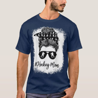 Bleached Life Hockey Mama Leopard Messy bun Brille T-Shirt