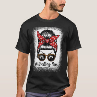 Bleached Life Wrestling Mama Leopard Messy bun Gla T-Shirt