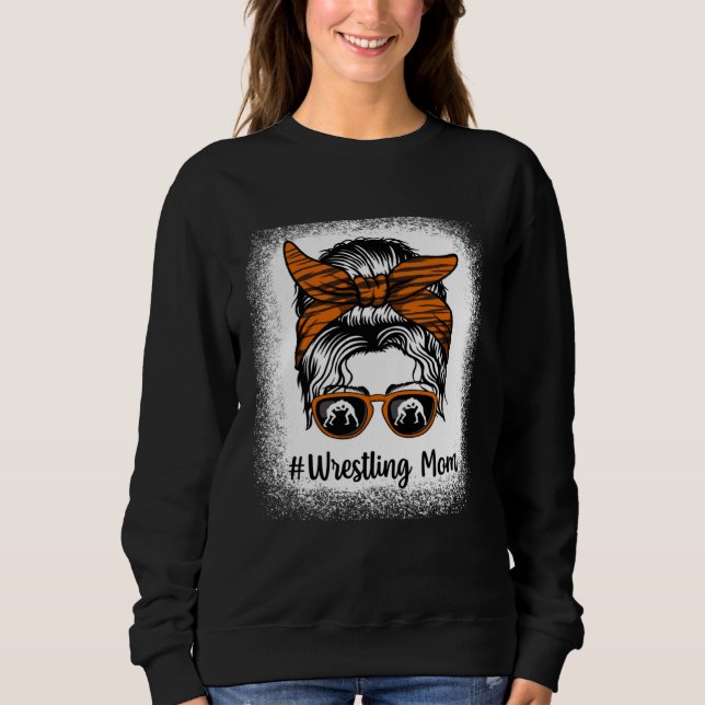 Bleached Life Wrestling Mom Leopard Messy bun Glas Sweatshirt (Vorderseite)