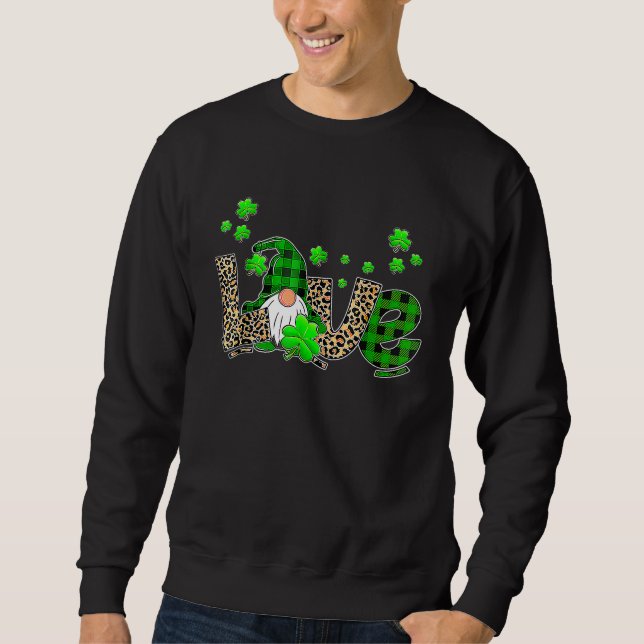 Bleached LOVE St Patricks Day Gnomes Shamrock For  Sweatshirt (Vorderseite)