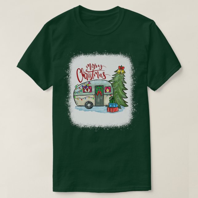 Bleached Merry Christmas Happy Camper Camping Life T-Shirt (Design vorne)