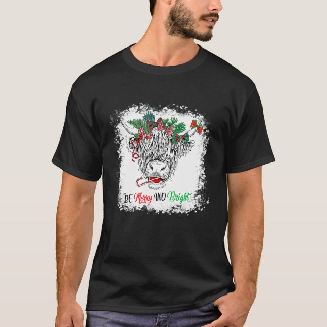 Bleached Merry Christmas Heifer Merry And Bright C T-Shirt (Vorderseite)