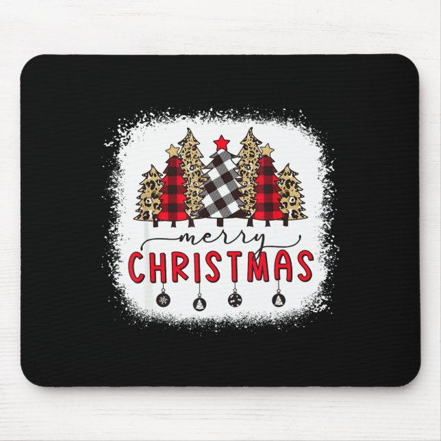 Bleached Merry Christmas Tree Funny Leopard Plaid  Mousepad (Vorne)