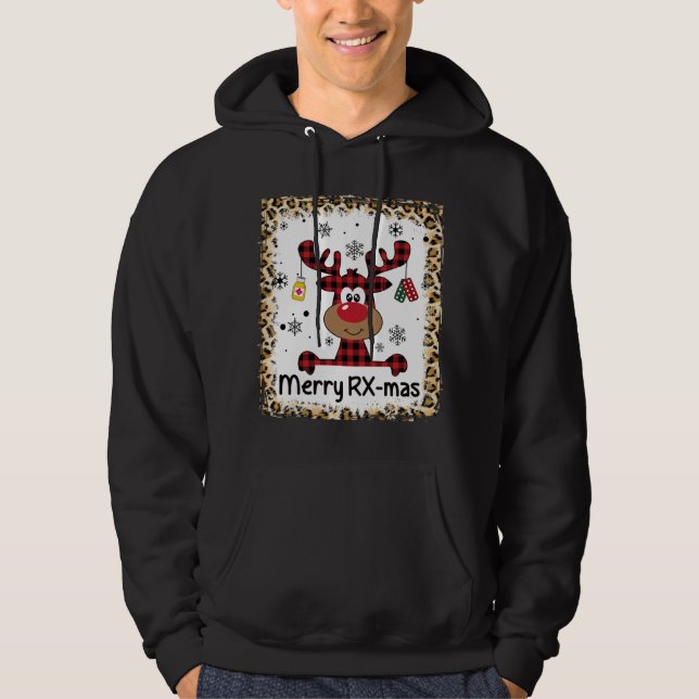 Bleached Merry RX-Mas Reindeer Christmas Pharmacy Hoodie (Vorderseite)