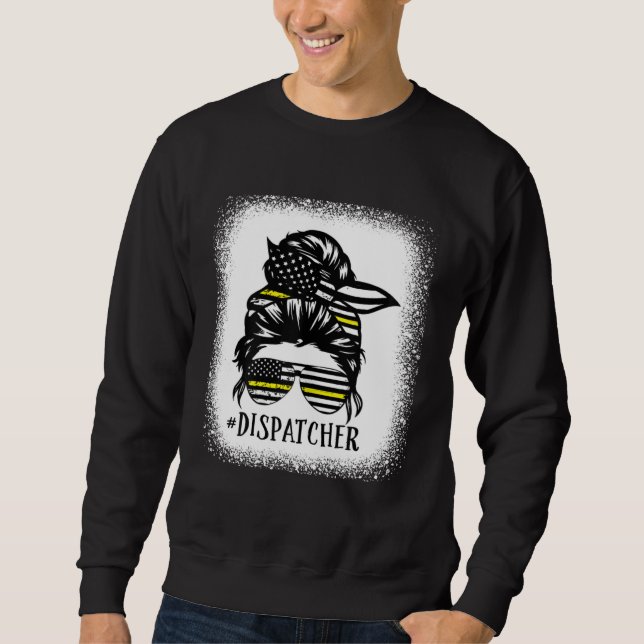 Bleached Messy Bun Hair Dispatcher American Flag Sweatshirt (Vorderseite)