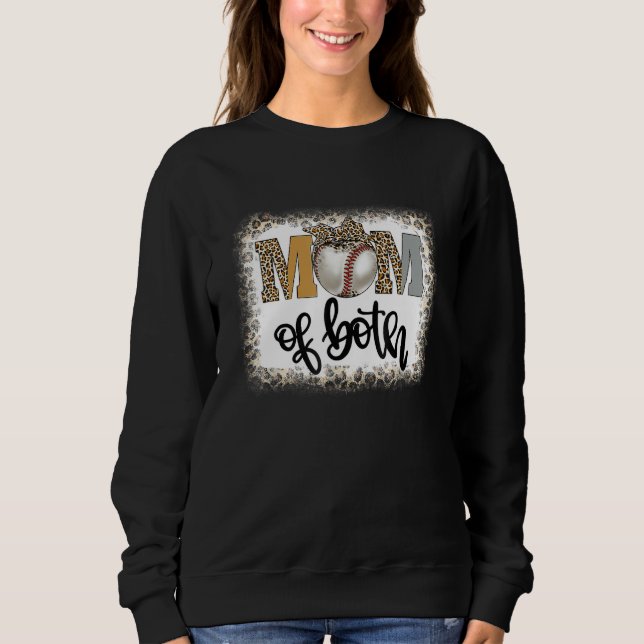 Bleached Mom Of Both Leopard Baseball Mom Softball Sweatshirt (Vorderseite)