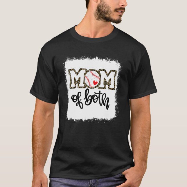 Bleached Mom Of Both Leopard Baseball Mom Softball T-Shirt (Vorderseite)