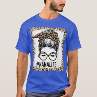 Bleached Nana Life Messy Bun Leopard Weihnachtsmot T-Shirt