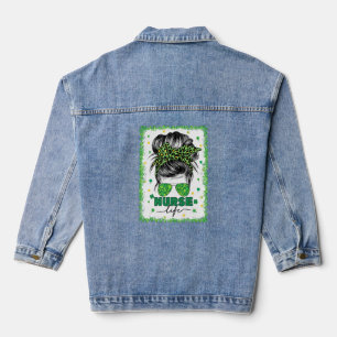 Bleached Nurse Life Messy Bun Leopard St Patrick S Jeansjacke