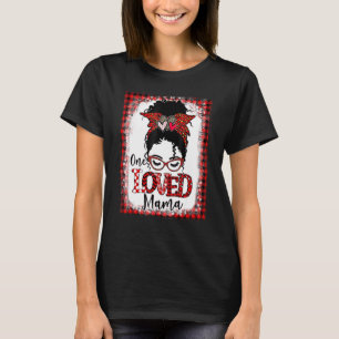 Bleached One Love Mama Messy Bun Mama Leopard Plai T-Shirt