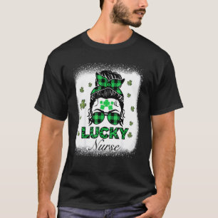 Bleached One Lucky Nurse Patricks Day Leopard Sham T-Shirt